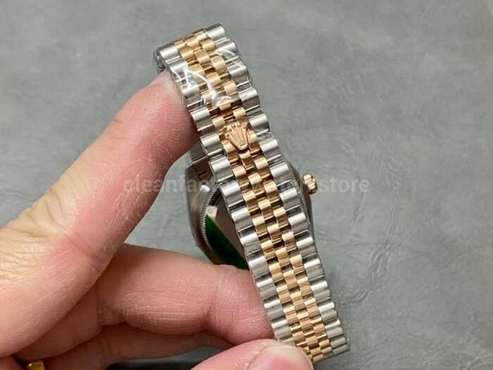A Factory Rolex Datejust 278271 0028 31mm Half Rose Gold Diamond Mop Brown Dial Jubilee 1 Super Clone Watch,Clean Factory Watch