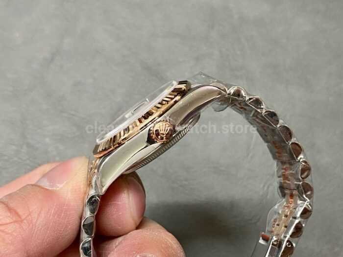 A Factory Rolex Datejust 278271 0028 31mm Half Rose Gold Diamond Mop Brown Dial Jubilee 7 Super Clone Watch,Clean Factory Watch