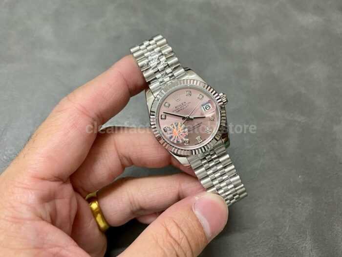 A Factory Rolex Datejust 278274 0032 31mm Full 904L Diamond Mop Pink Dial Jubilee 3 Super Clone Watch,Clean Factory Watch