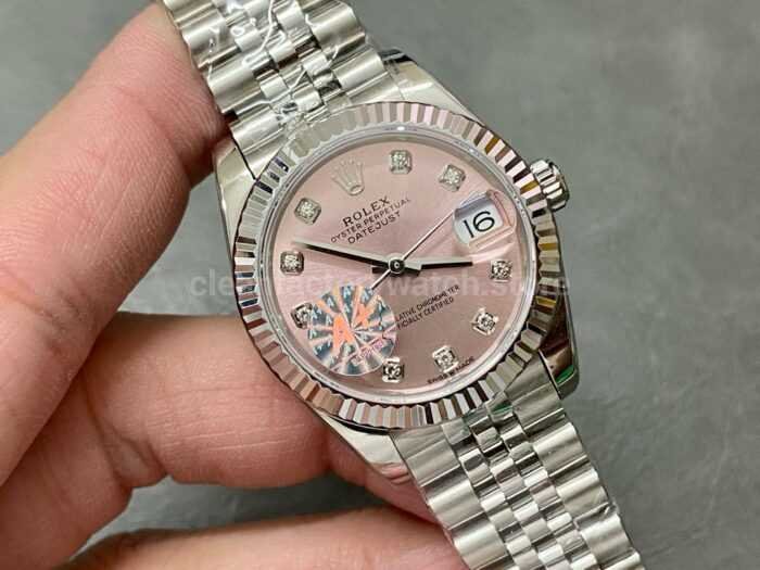 A Factory Rolex Datejust 278274 0032 31mm Full 904L Diamond Mop Pink Dial Jubilee 5 Super Clone Watch,Clean Factory Watch