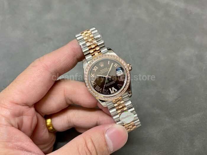 A Factory Rolex Datejust 278381RBR 0006 31mm Diamond Bezel Half Rose Gold Roman NumberDiamond 1 Super Clone Watch,Clean Factory Watch