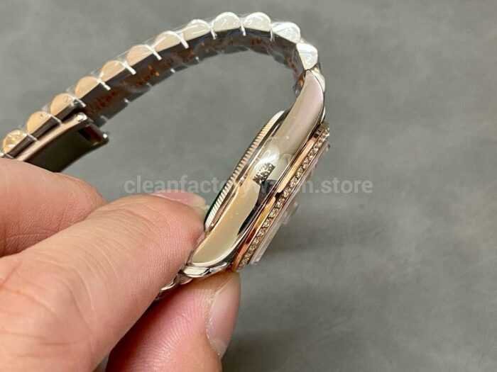 A Factory Rolex Datejust 278381RBR 0030 31mm Diamond Bezel Half Rose Gold Roman NumeralsDia 7 Super Clone Watch,Clean Factory Watch