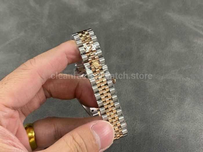 A Factory Rolex Datejust 278381RBR 0032 31mm Diamond Bezel Half Rose Gold Silver Floral 3 Super Clone Watch,Clean Factory Watch