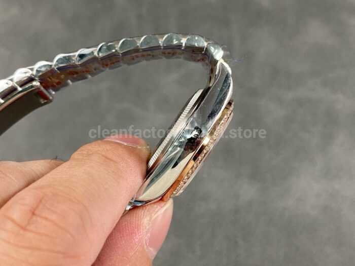A Factory Rolex Datejust 278381RBR 0032 31mm Diamond Bezel Half Rose Gold Silver Floral 8 Super Clone Watch,Clean Factory Watch