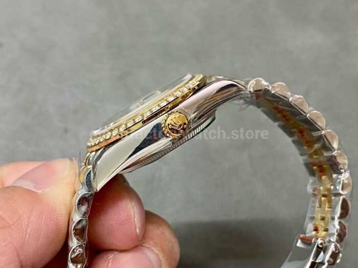 A Factory Rolex Datejust 278383RBR 0026 31mm Diamond Bezel Half Yellow Gold Diamond Mop Champagne 1 Super Clone Watch,Clean Factory Watch