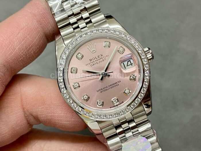 A Factory Rolex Datejust 278384RBR 0036 31mm Diamond Bezel Full 904L Diamond Mop Pink Dial Jubilee 3 Super Clone Watch,Clean Factory Watch