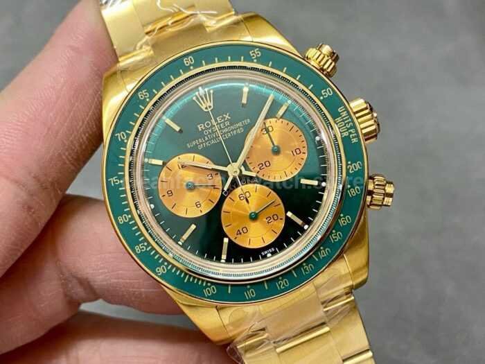 AMG Factory Rolex Daytona Panda Limited Edition 40mm Full Gold Green Dial 3 Super Clone Watch,Clean Factory Watch