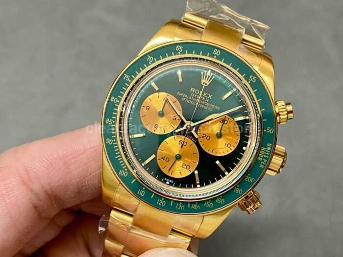 AMG Factory Rolex Daytona Panda Limited Edition 40mm Full Gold Green Dial 4 Super Clone Watch,Clean Factory Watch