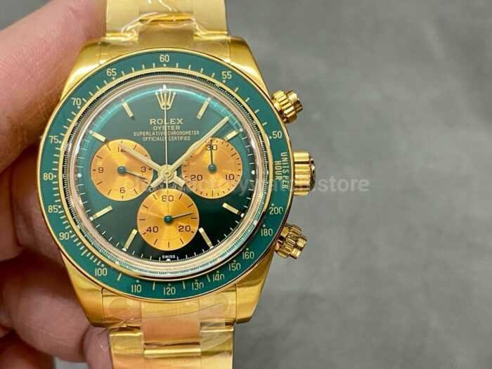 AMG Factory Rolex Daytona Panda Limited Edition 40mm Full Gold Green Dial 7 Super Clone Watch,Clean Factory Watch