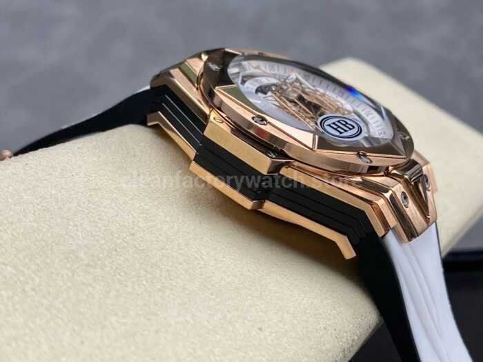 HB Factory Hublot Big Bang Sang Bleu 418.OX .2001.RX .MXM20 45mm Rose Gold White Rubb 4 Super Clone Watch,Clean Factory Watch