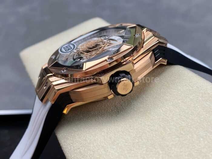HB Factory Hublot Big Bang Sang Bleu 418.OX .2001.RX .MXM20 45mm Rose Gold White Rubber 1 Super Clone Watch,Clean Factory Watch