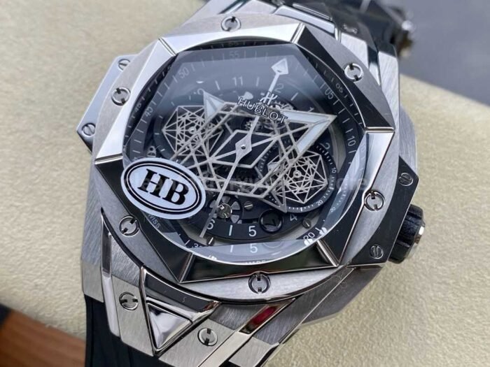 HB Factory Hublot Big Bang Sang Bleu ll 418.NX.1107.RX.MXM19 45mm Titanium Black Rubber Strap Skeletonized Black Dial - Image 3