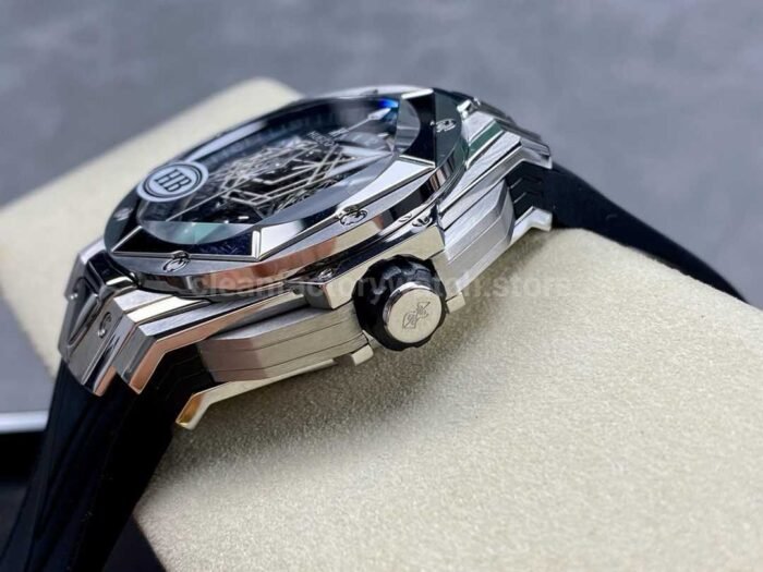 HB Factory Hublot Big Bang Sang Bleu ll 418.NX.1107.RX.MXM19 45mm Titanium Black Rubber Strap Skeletonized Black Dial - Image 6
