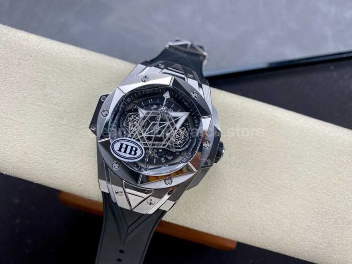 HB Factory Hublot Big Bang Sang Bleu ll 418.NX.1107.RX.MXM19 45mm Titanium Black Rubber Strap Skeletonized Black Dial - Image 4