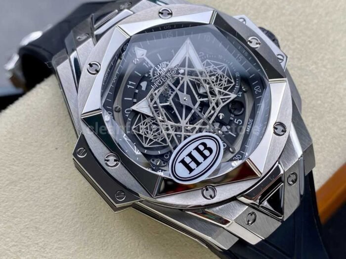 HB Factory Hublot Big Bang Sang Bleu ll 418.NX.1107.RX.MXM19 45mm Titanium Black Rubber Strap Skeletonized Black Dial - Image 2