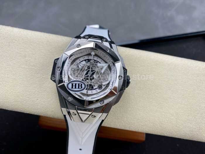 HB Factory Hublot Big Bang Sang Bleu ll 418.NX .2001.RX .MXM20 45mm Titanium White Rub Super Clone Watch,Clean Factory Watch