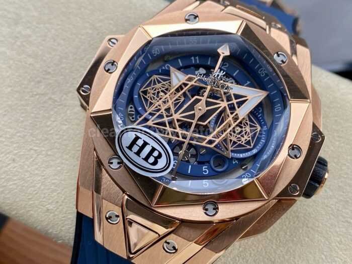HB Factory Hublot Big Bang Sang Bleu ll 418.OX .5108.RX .MXM20 45mm Rose Gold Blue Rubb 7 Super Clone Watch,Clean Factory Watch