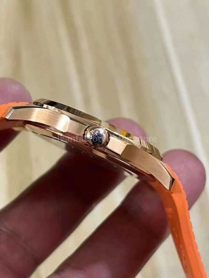 3K Factory Patek Philippe Aquanaut 40mm 5167R 001 Rose Gold Orange Rubber Strap Brown Dial 4 Super Clone Watch,Clean Factory Watch