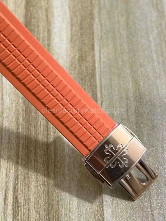 3K Factory Patek Philippe Aquanaut 40mm 5167R 001 Rose Gold Orange Rubber Strap Brown Dial 7 Super Clone Watch,Clean Factory Watch