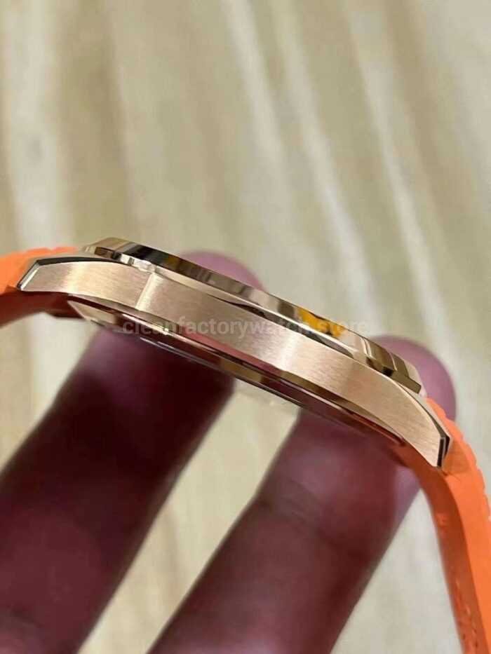 3K Factory Patek Philippe Aquanaut 40mm 5167R 001 Rose Gold Orange Rubber Strap Brown Dial 8 Super Clone Watch,Clean Factory Watch