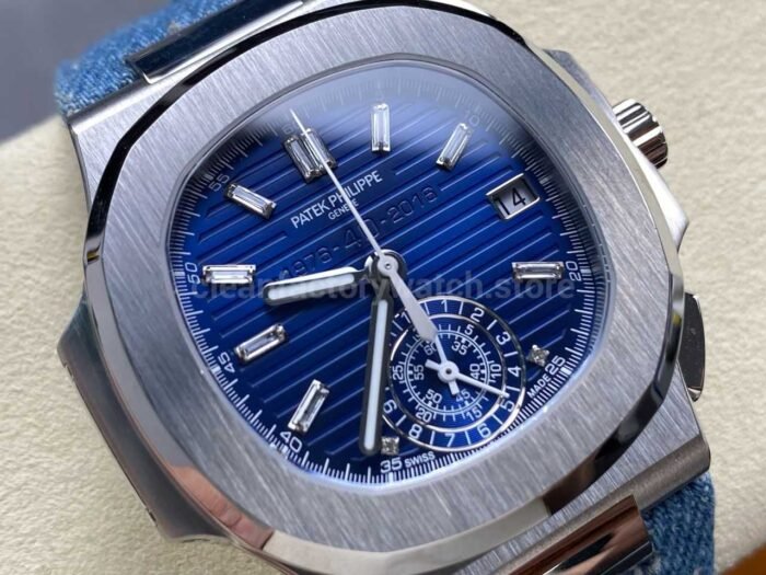 3K Factory Patek Philippe Nautilus 5976/1G-001 Calf Skin Strap White Gold Blue Dial - Image 2