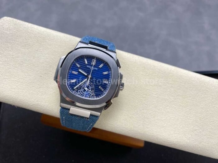 3K Factory Patek Philippe Nautilus 5976/1G-001 Calf Skin Strap White Gold Blue Dial - Image 4