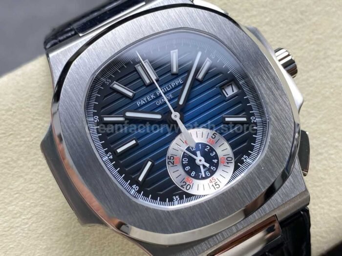 3K Factory Patek Philippe Nautilus 5980/1A-001 Leather Strap Blue Dial - Image 2