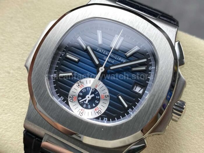 3K Factory Patek Philippe Nautilus 5980/1A-001 Leather Strap Blue Dial - Image 3
