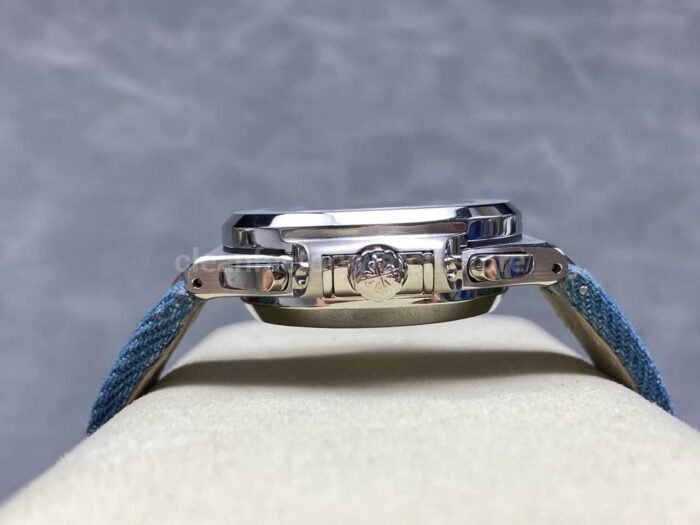 3K Factory Patek Philippe Nautilus 5980/60G-001 Calf Skin Strap White Gold Blue-Gray Dial - Image 6