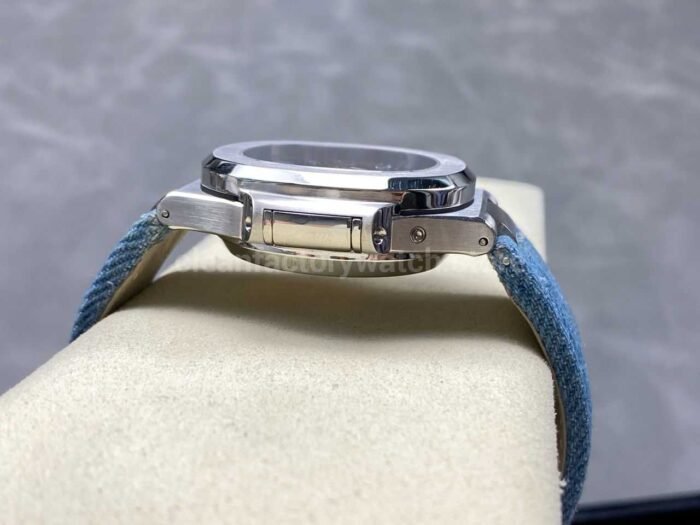 3K Factory Patek Philippe Nautilus 5980/60G-001 Calf Skin Strap White Gold Blue-Gray Dial - Image 7