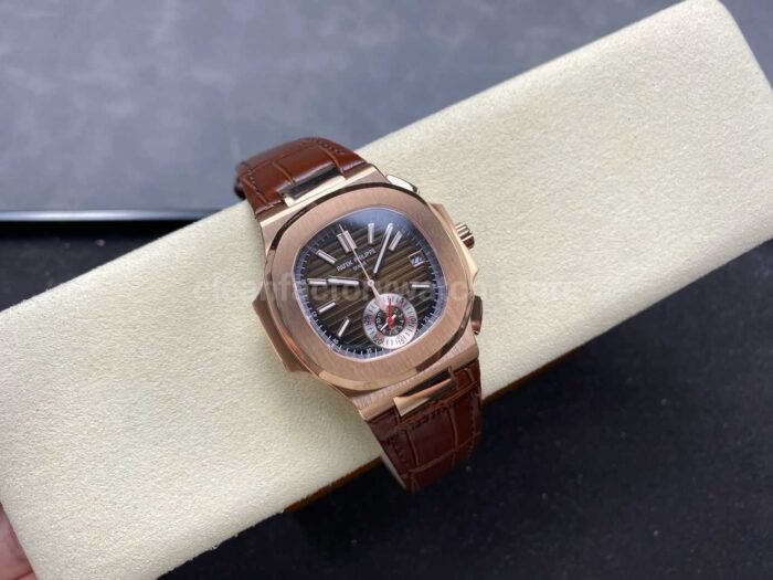 3K Factory Patek Philippe Nautilus 5980R-001 Leather Strap Rose Gold Brown Dial - Image 4