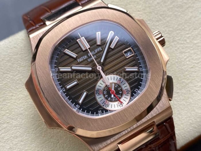 3K Factory Patek Philippe Nautilus 5980R-001 Leather Strap Rose Gold Brown Dial - Image 2
