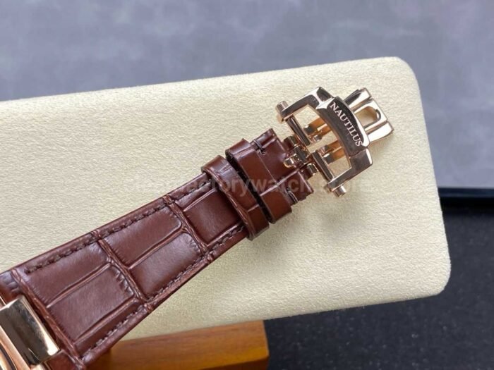 3K Factory Patek Philippe Nautilus 5980R-001 Leather Strap Rose Gold Brown Dial - Image 9