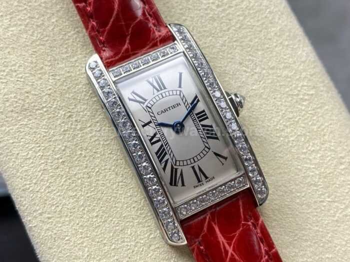8848 Factory Cartier Tank Americaine 19mm Roman Numerals Silver Dial 1 Super Clone Watch,Clean Factory Watch