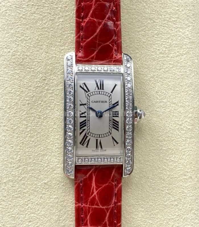 8848 Factory Cartier Tank Americaine 19mm Roman Numerals Silver Dial 10 Super Clone Watch,Clean Factory Watch