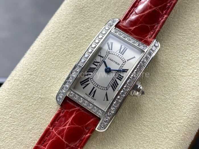 8848 Factory Cartier Tank Americaine 19mm Roman Numerals Silver Dial 5 Super Clone Watch,Clean Factory Watch