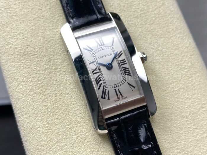 8848 Factory Cartier Tank Americaine 19mm W2601956 Crocodile leather Roman Numerals Silver Dial 4 Super Clone Watch,Clean Factory Watch