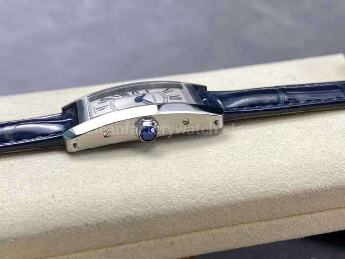 8848 Factory Cartier Tank Americaine 19mm W2601956 Crocodile leather Roman Numerals Silver Dial 5 Super Clone Watch,Clean Factory Watch