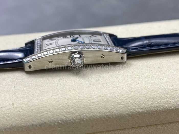 8848 Factory Cartier Tank Americaine 19mm W2601956 Crocodile leather Roman Numerals Silver Dial 8 1 Super Clone Watch,Clean Factory Watch