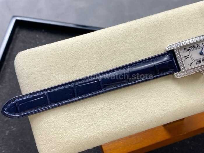 8848 Factory Cartier Tank Americaine 19mm W2601956 Crocodile leather Roman Numerals Silver Dial 9 1 Super Clone Watch,Clean Factory Watch