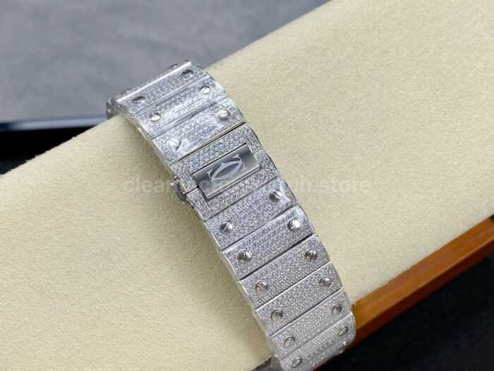 AMG Factory Cartier Full Diamond Santos 40mm Diamond Steel Arabic Number Diamond Dial 1 Super Clone Watch,Clean Factory Watch