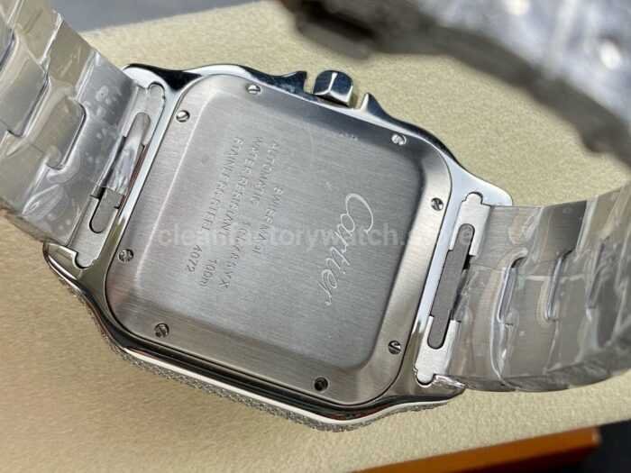 AMG Factory Cartier Full Diamond Santos 40mm Diamond Steel Arabic Number Diamond Dial 6 Super Clone Watch,Clean Factory Watch