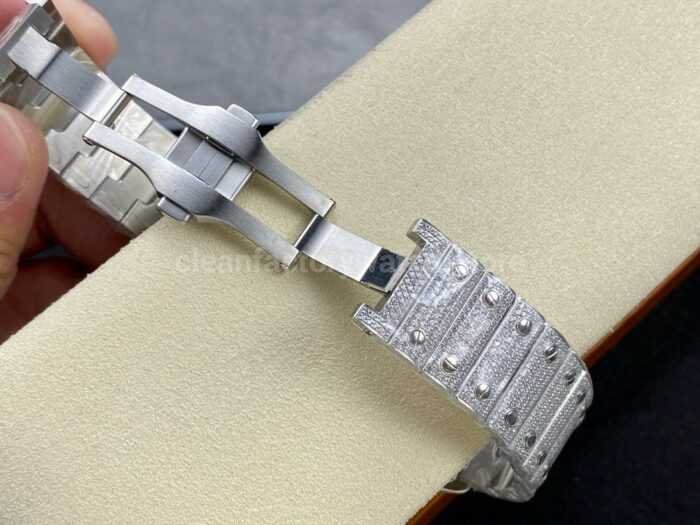 AMG Factory Cartier Full Diamond Santos 40mm Diamond Steel Roman Number Diamond Dial 5 Super Clone Watch,Clean Factory Watch