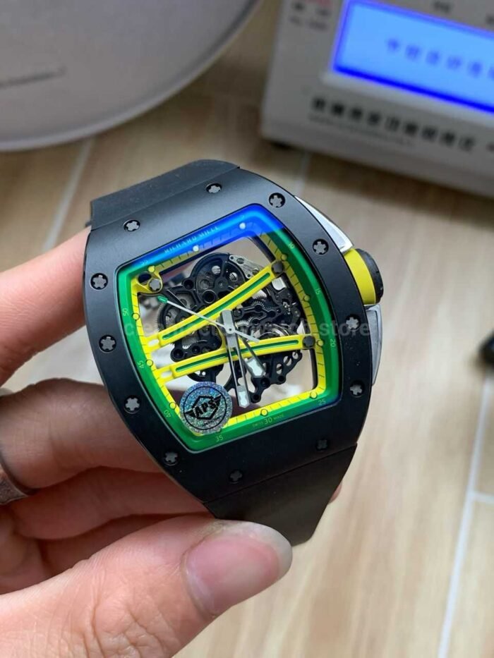 APS Factory Richard Mille RM 061-01 Black Rubber Strap Yohan Blake Skeletonized Green Dial - Image 2