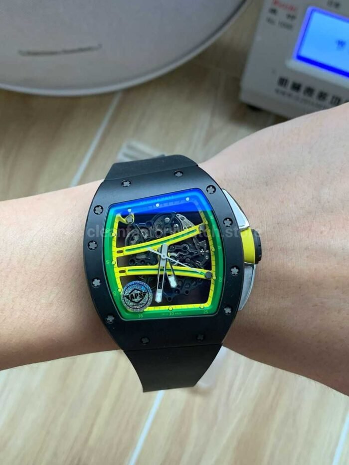 APS Factory Richard Mille RM 061-01 Black Rubber Strap Yohan Blake Skeletonized Green Dial - Image 6