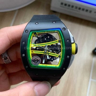 APS Factory Richard Mille RM 061 01 Black Rubber Strap Yohan Blake Skeletonized Green Dial 7 Super Clone Watch,Clean Factory Watch
