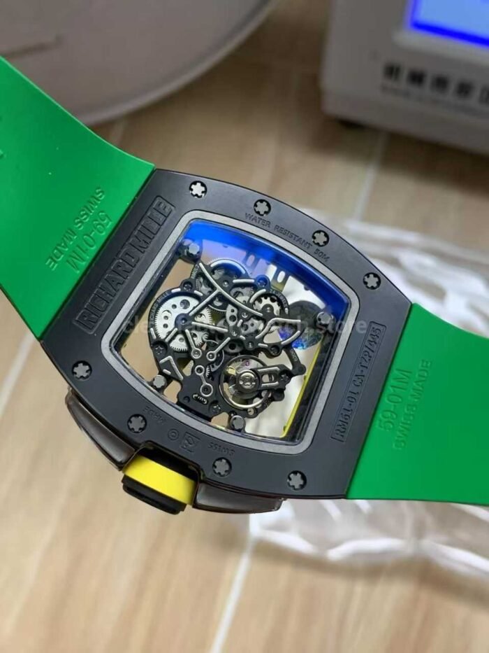 APS Factory Richard Mille RM 061-01 Green Rubber Strap Yohan Blake Skeletonized Green Dial - Image 4