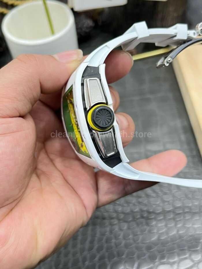 APS Factory Richard Mille RM 061 01 White Ceramic Yohan Blake Skeletonized Green Dial 5 Super Clone Watch,Clean Factory Watch