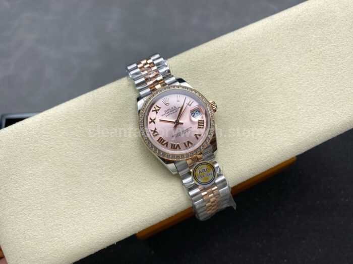 ARF Factory Counterweight Rolex Datejust 278381RBR 0002 31mm Rose Gold Diamond Bezel Roman Numerals Rose Dial 7 Super Clone Watch,Clean Factory Watch