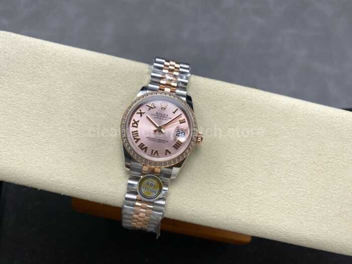 ARF Factory Counterweight Rolex Datejust 278381RBR 0002 31mm Rose Gold Diamond Bezel Roman Numerals Rose Dial 8 Super Clone Watch,Clean Factory Watch